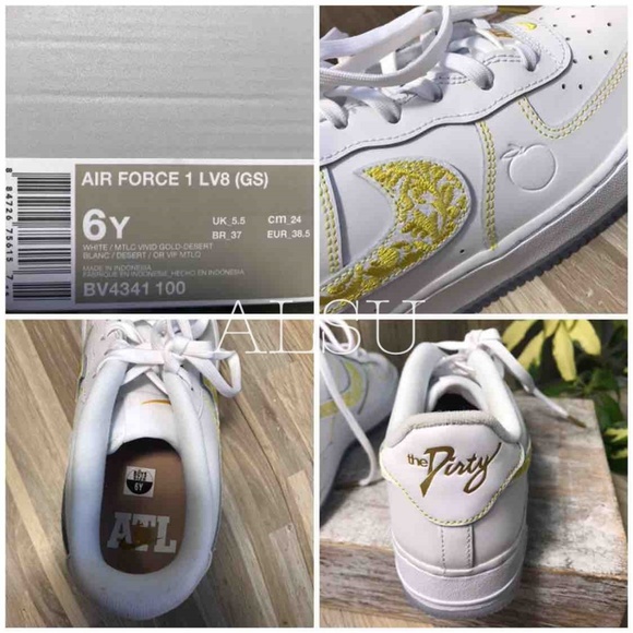 Nike Air Force 1 LV8 GS White Vivid Gold W AUTHENT - Picture 6 of 7